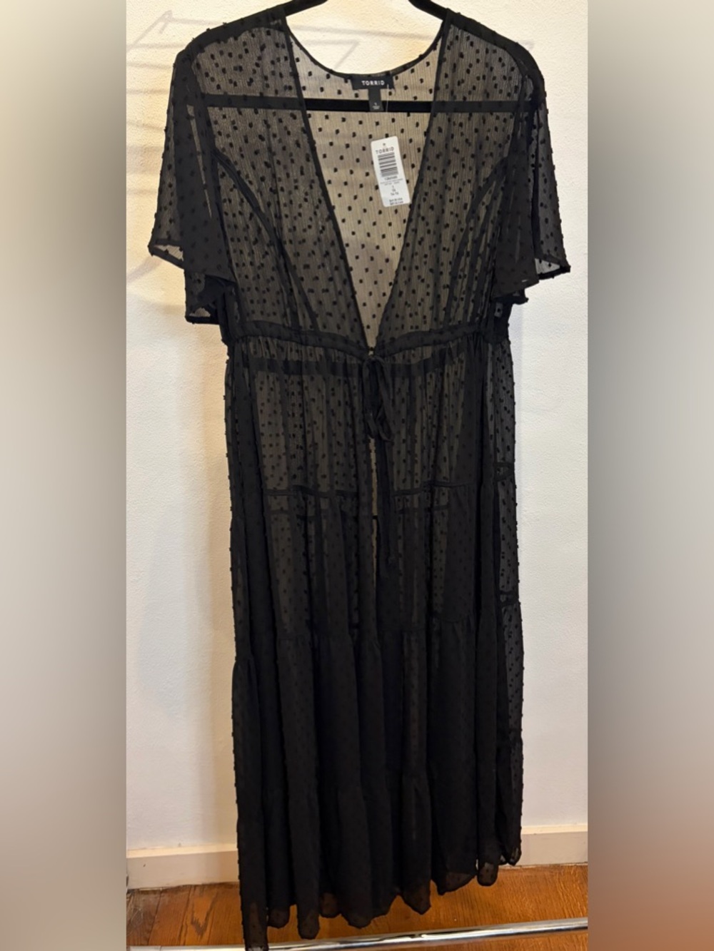 torrid Black Sheer Swiss Dot Maxi Cover-Up